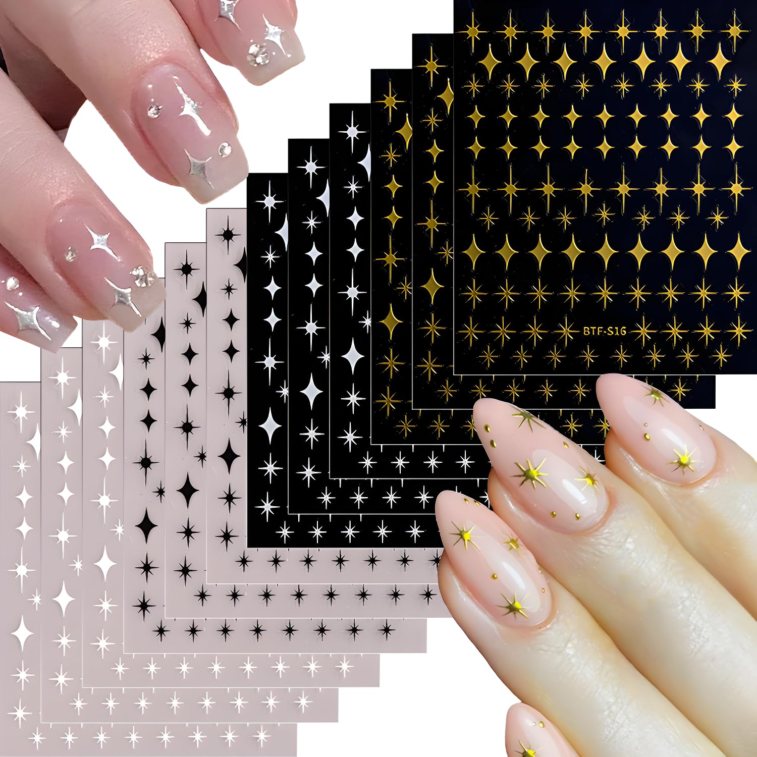 Namrec 3D star nail stickers pack for versatile nail art.