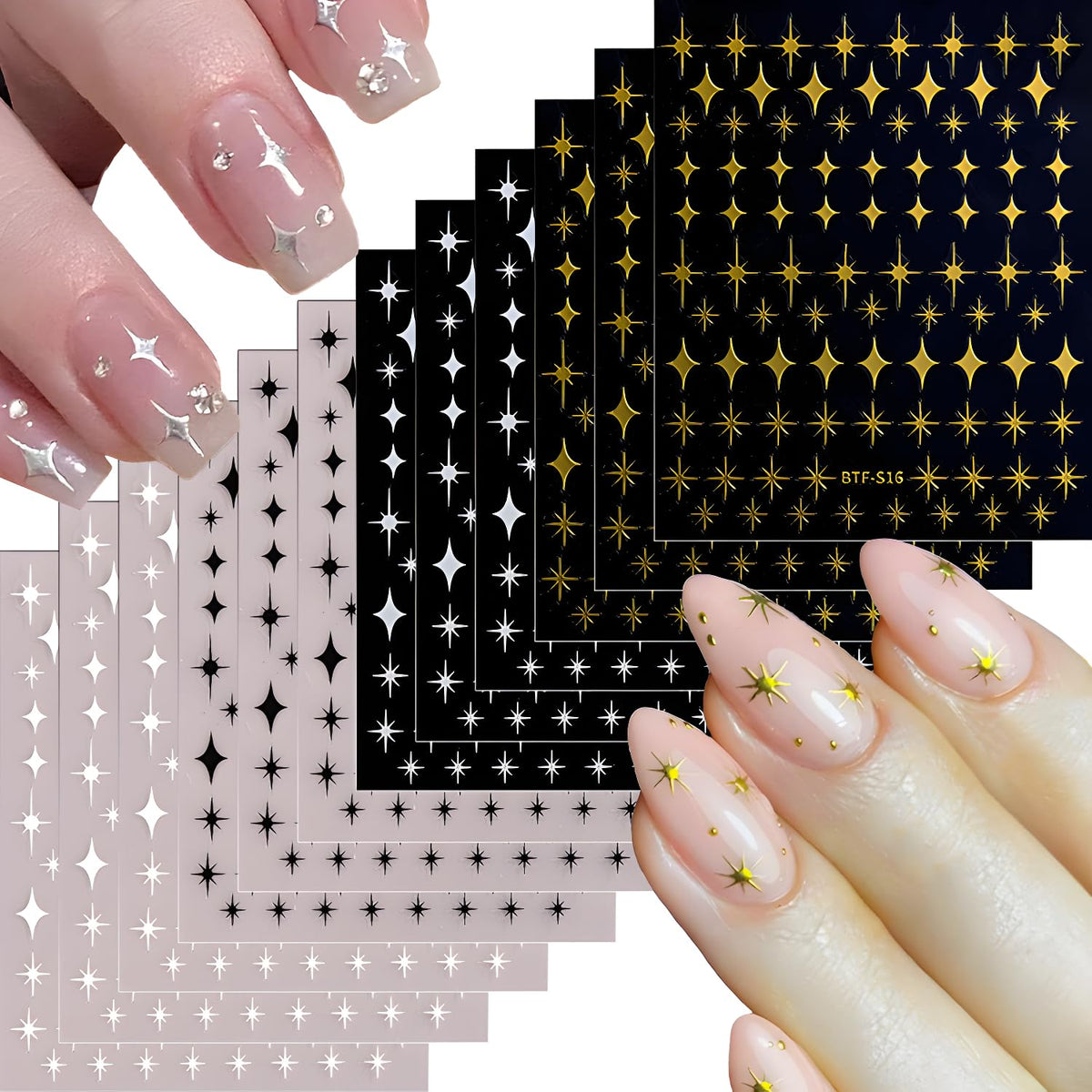 Namrec 3D star nail stickers pack for versatile nail art.