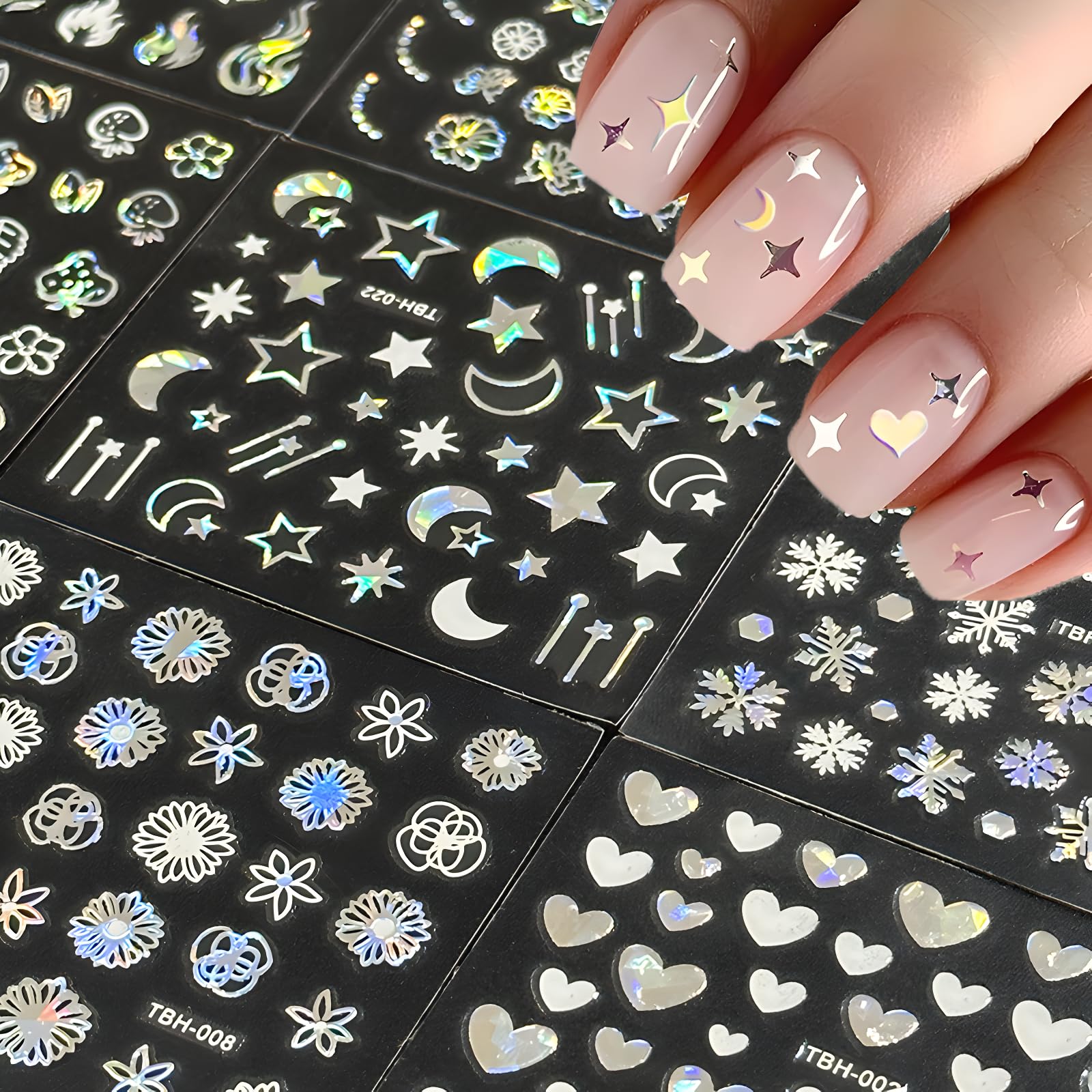 Namrec Aurora heart snowflake patterns for seasonal nail looks.
