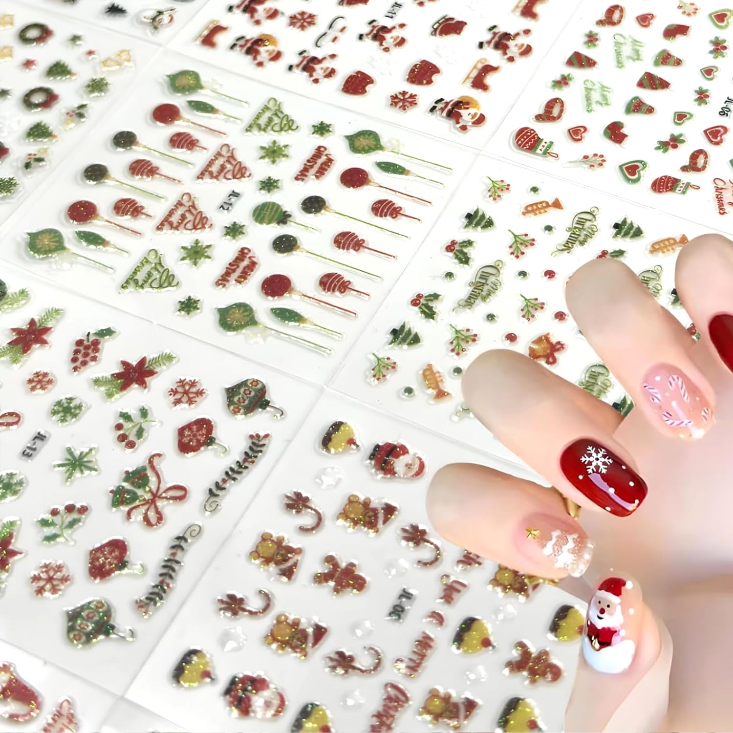 Namrec Christmas nail stickers assorted patterns for quick DIY nail art.