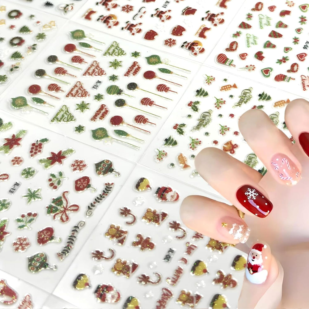 Namrec Christmas nail stickers assorted patterns for quick DIY nail art.