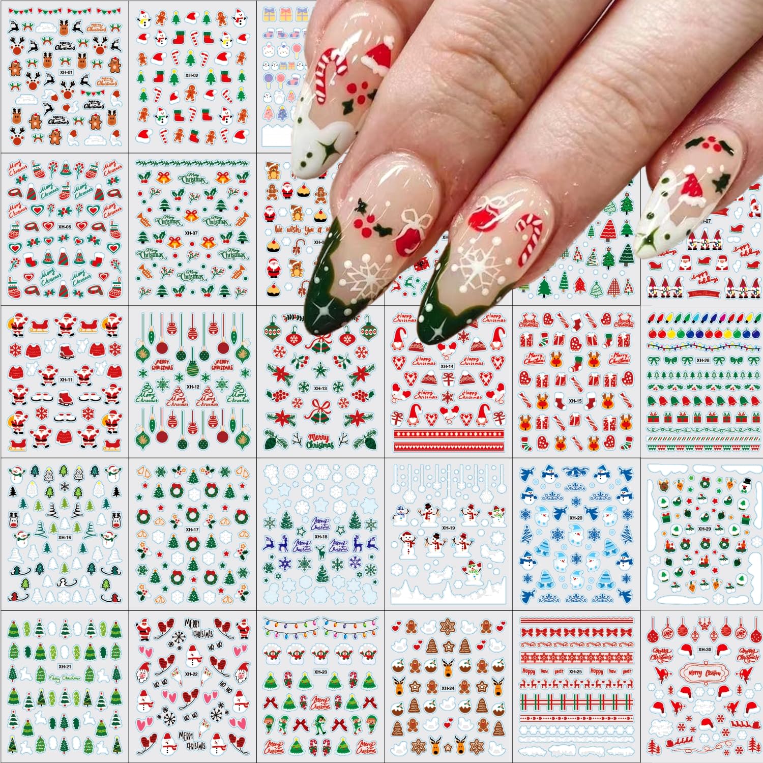 Namrec Christmas nail stickers Santa Claus 3D for festive manicures.