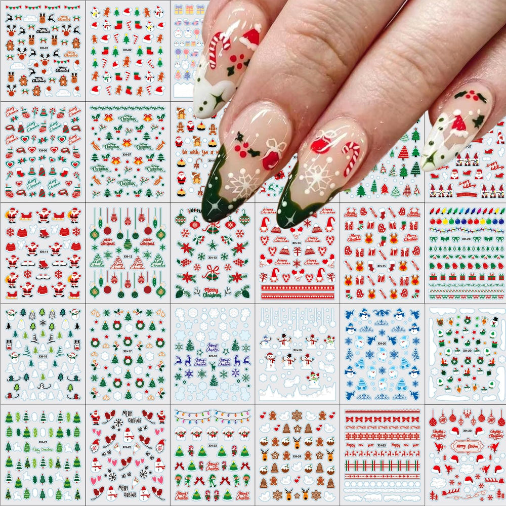 Namrec Christmas nail stickers Santa Claus 3D for festive manicures.