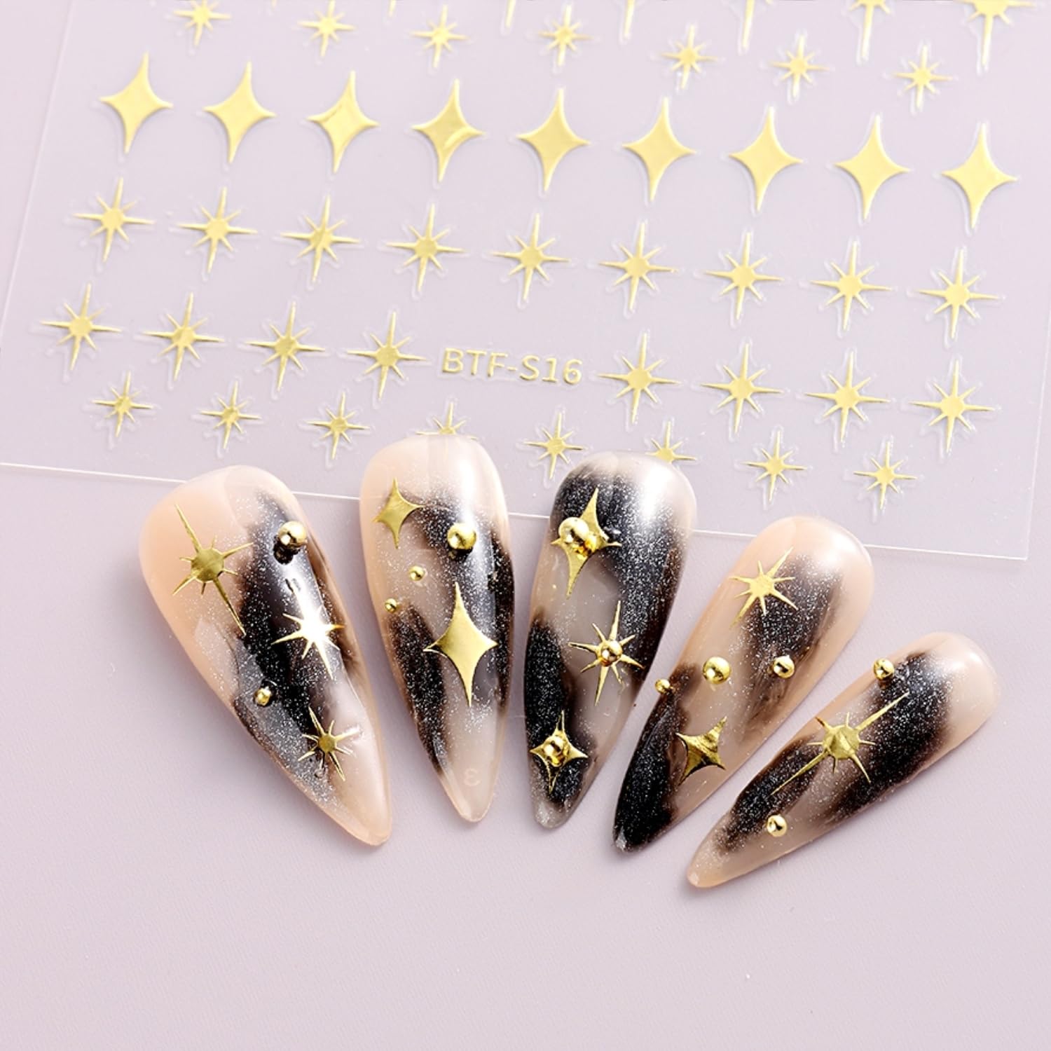 Namrec self-adhesive nail stickers being easily applied.