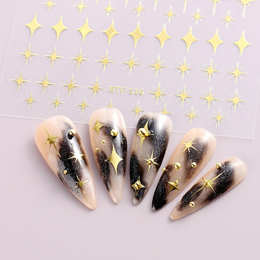 Namrec self-adhesive nail stickers being easily applied.