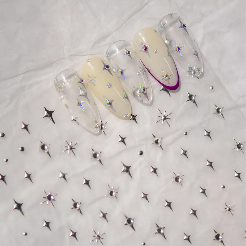 Self-adhesive Namrec nail art stickers for quick placement.