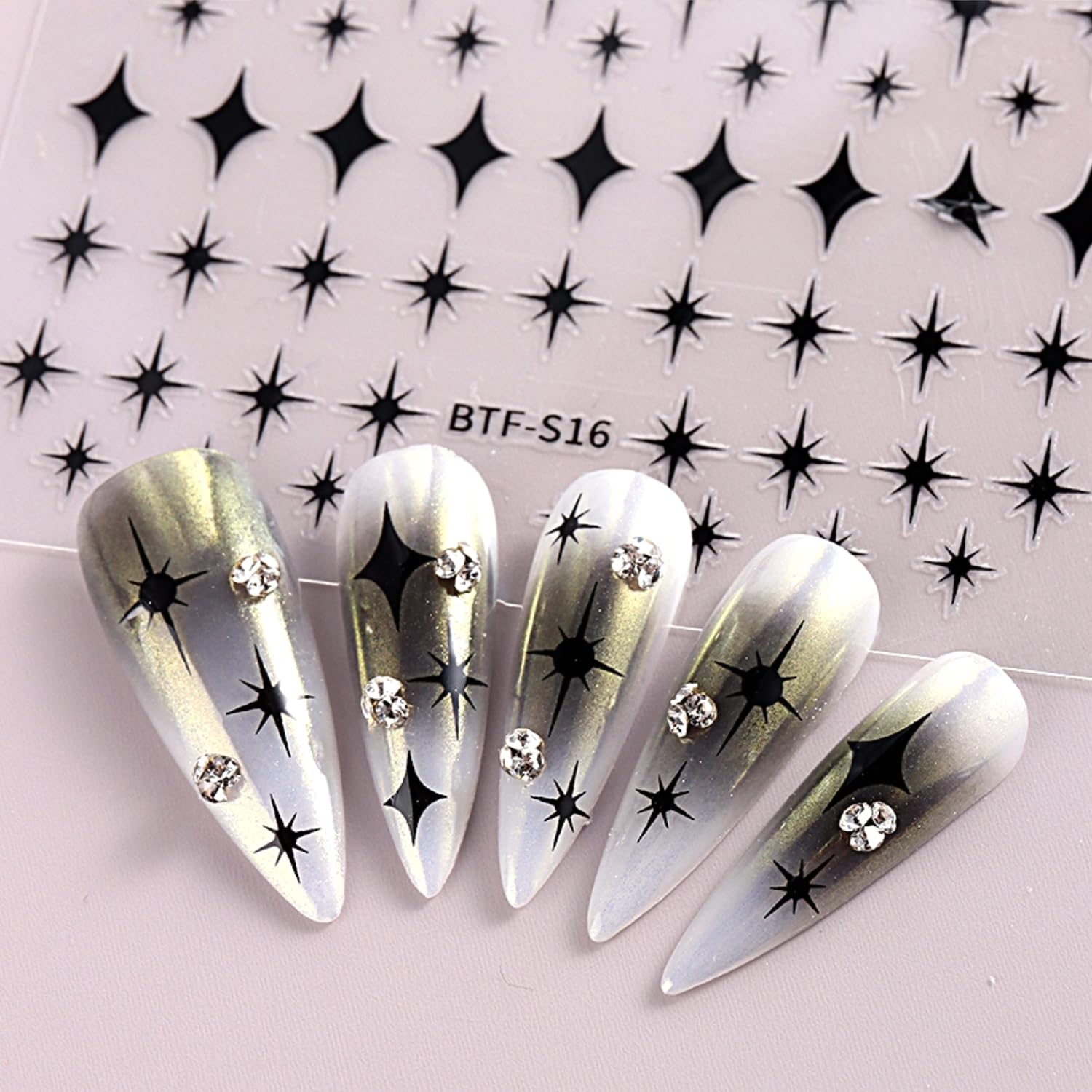 Namrec nail art stickers on colorful nails for DIY.