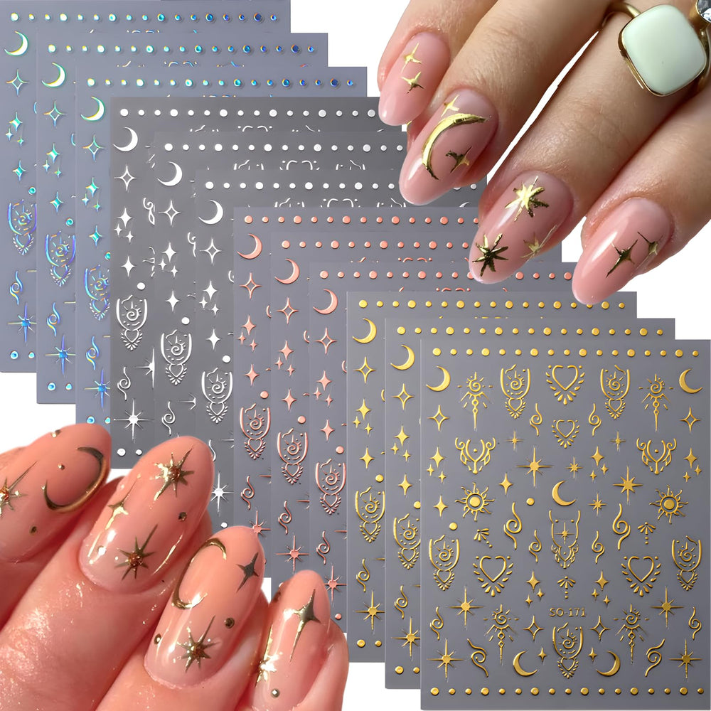 Namrec gold star nail stickers for festive, radiant nails