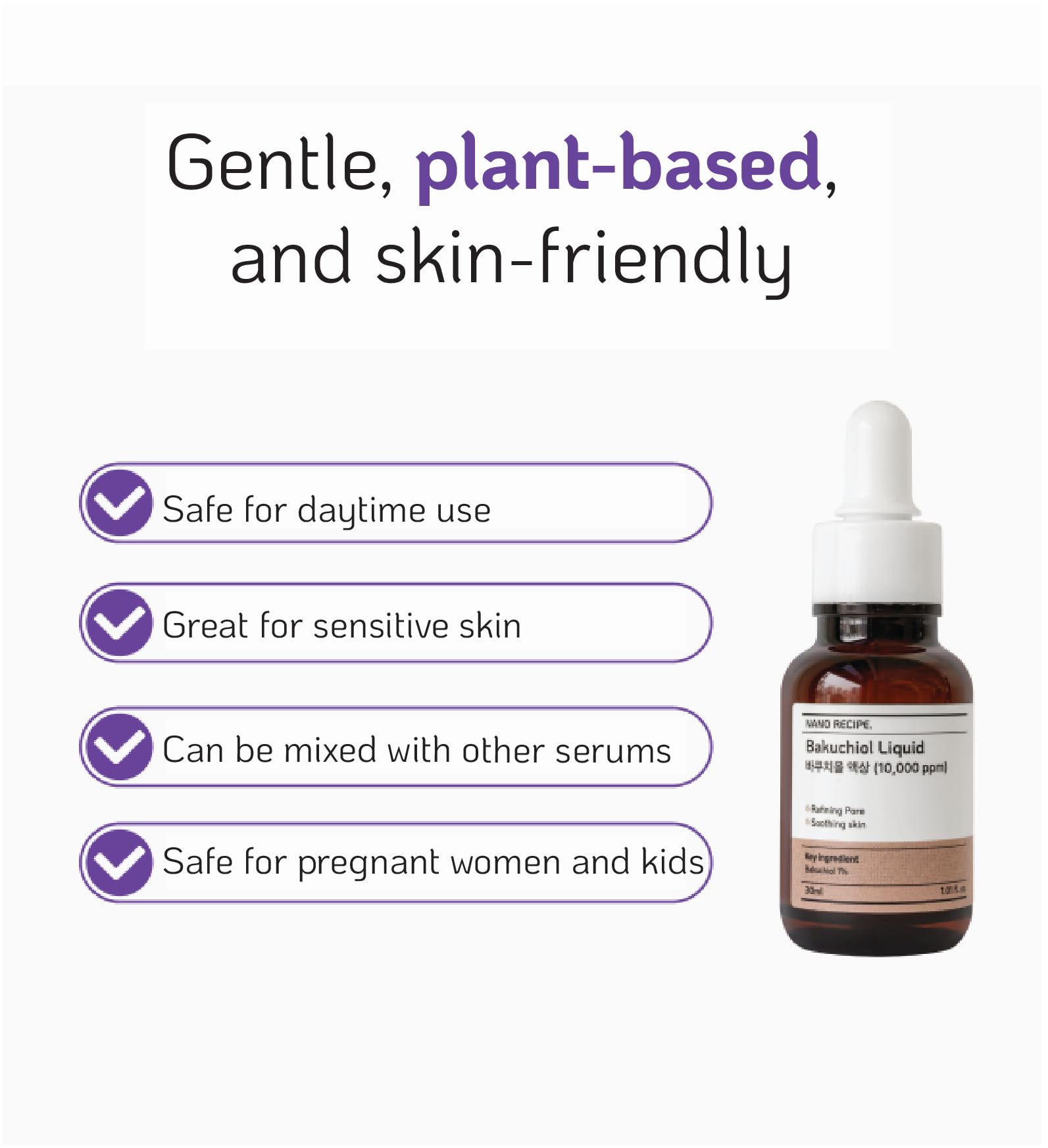 Label shows ingredients list for Nano Recipe Bakuchiol Concentrate