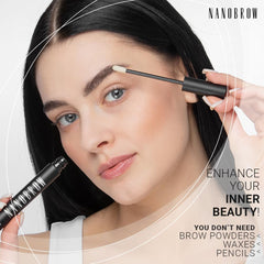 NANOBROW serum on brow hairs showing lightweight, quick-absorbing formula