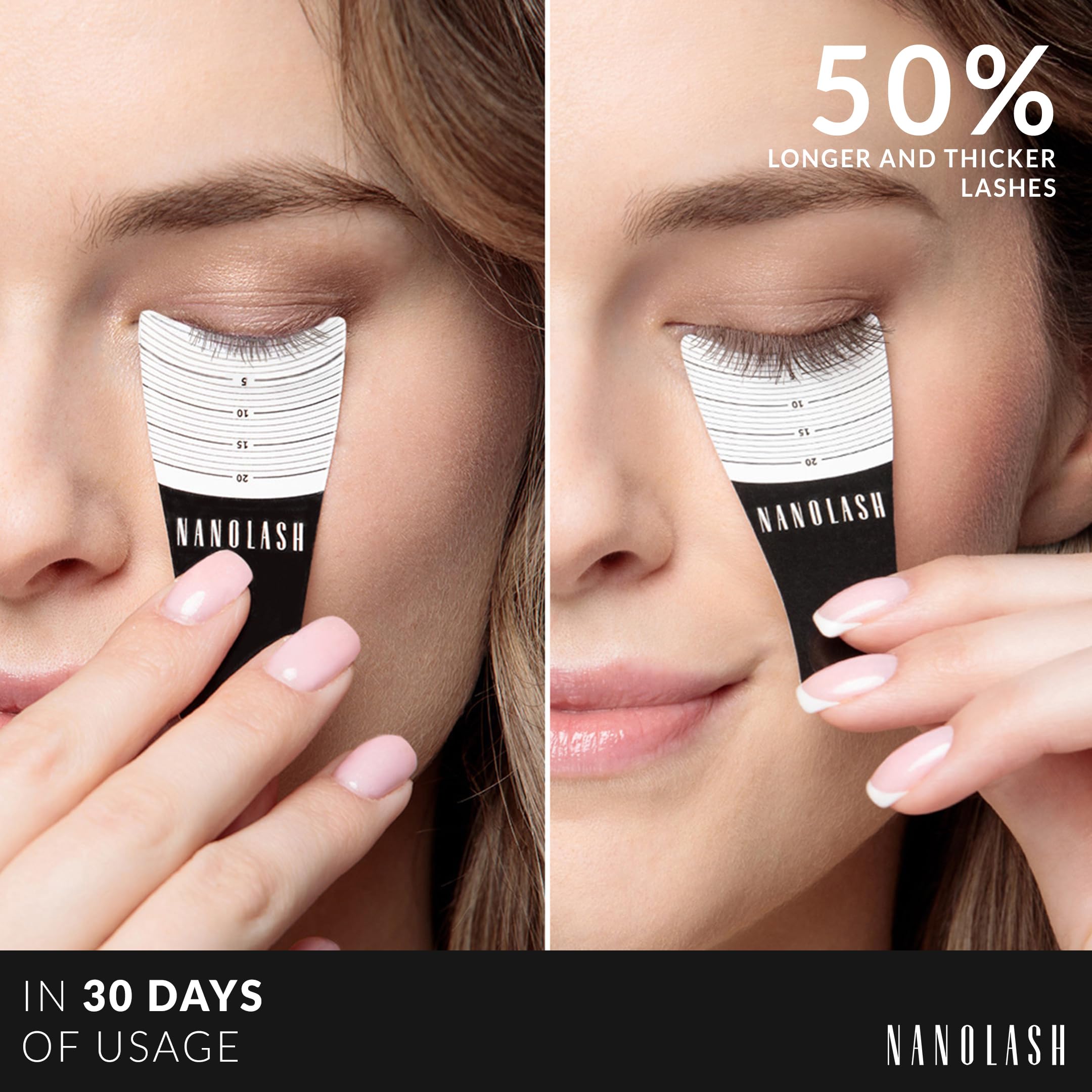 Nanolash serum bottle side view shows travel-friendly 3ml size.