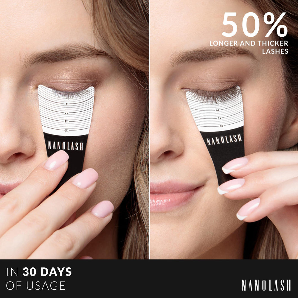 Nanolash serum bottle side view shows travel-friendly 3ml size.