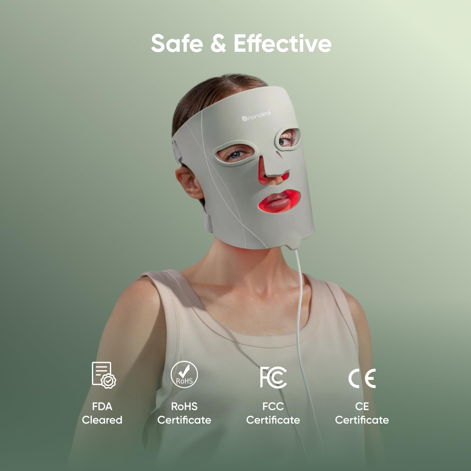 Nanoleaf NIR therapy shot emphasizes near-infrared support for skin vitality.
