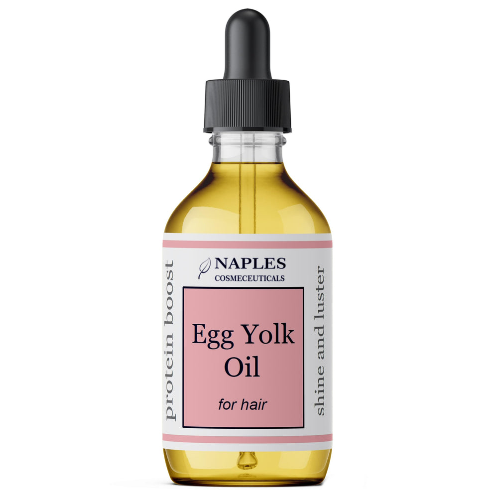 Naples Cosmeceuticals Egg Yolk Oil bottle ready for nutrient-rich application.
