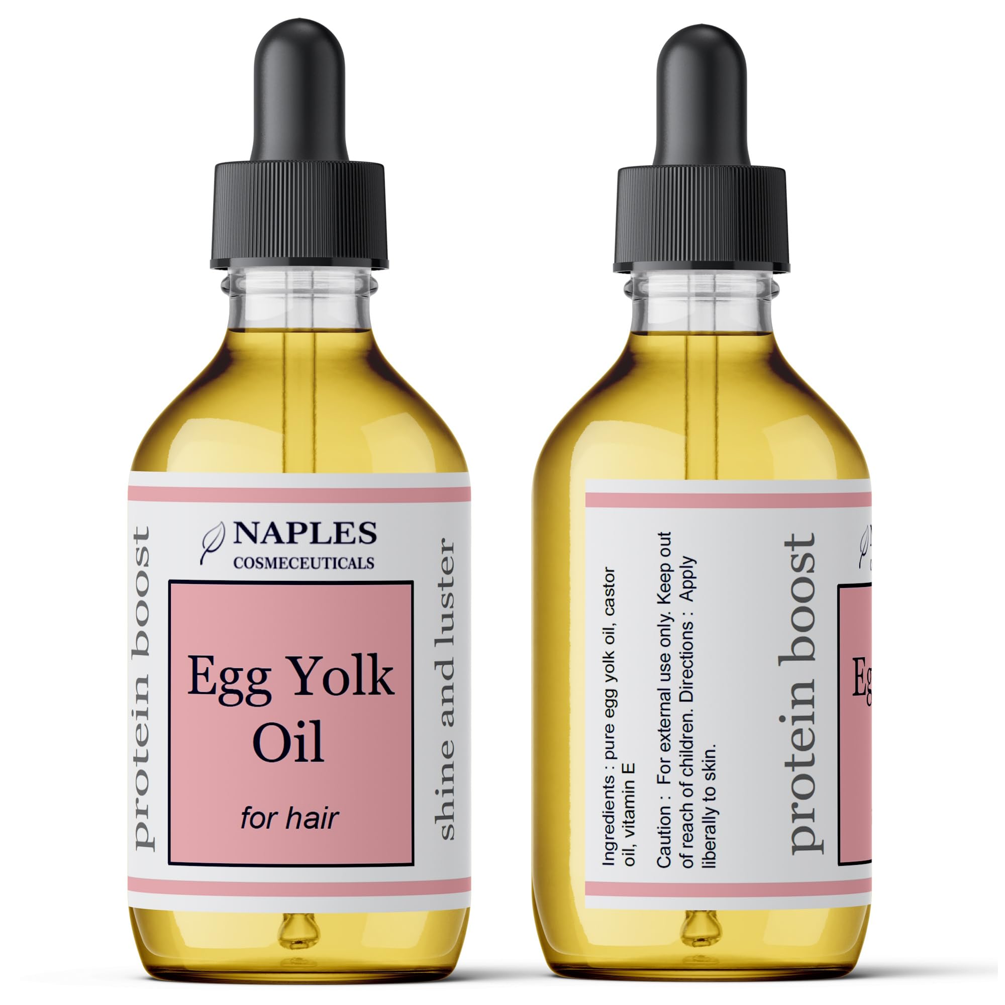 Naples Cosmeceuticals Egg Yolk Oil applying to hair to combat dryness.