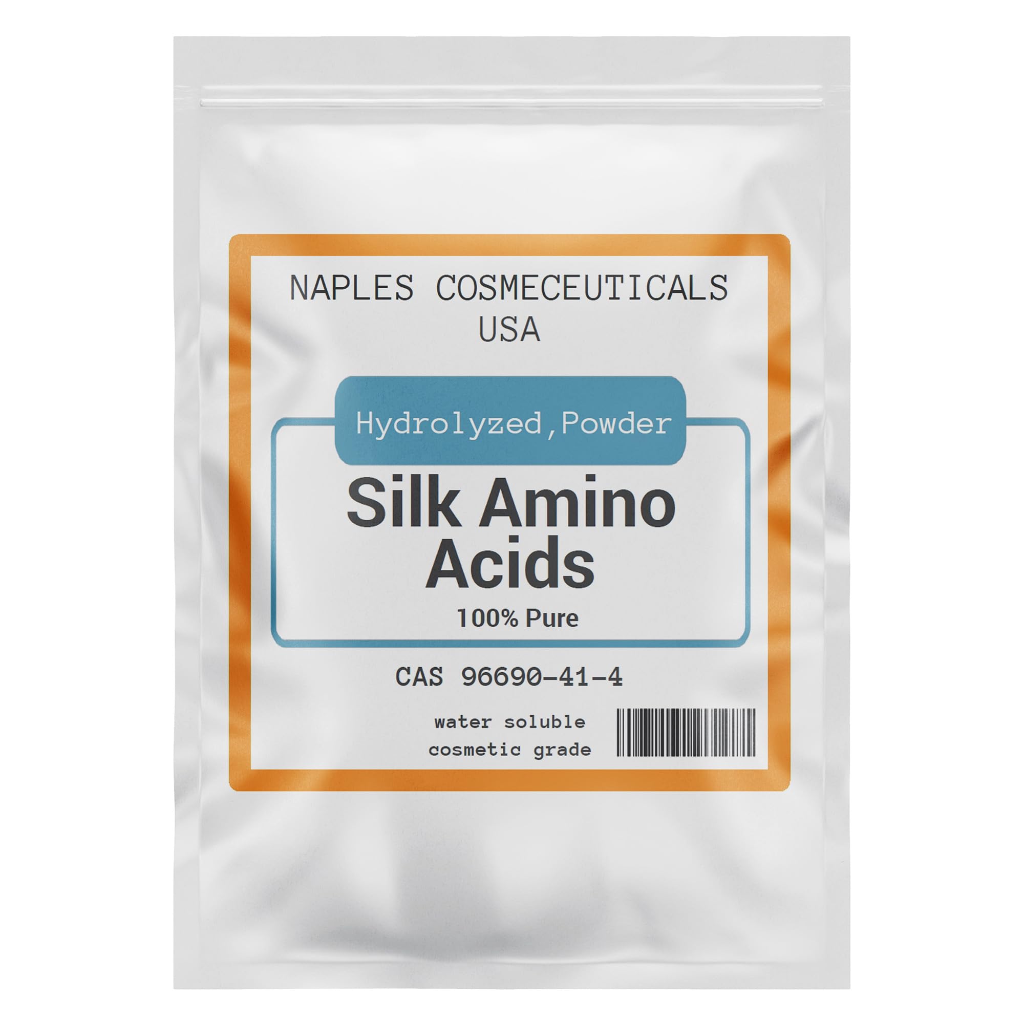 Naples Cosmeceuticals hydrolyzed silk amino acid powder bottle pour for moisture retention