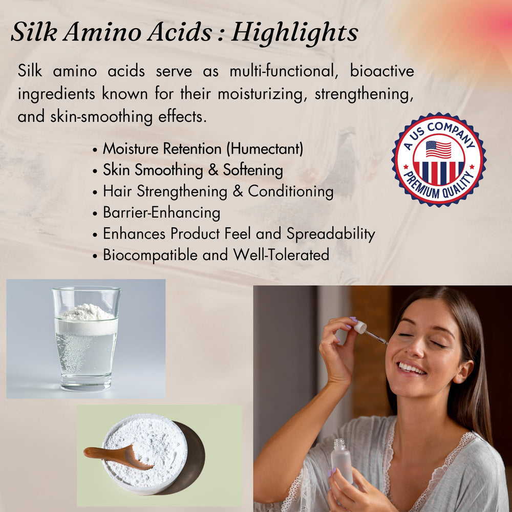 Naples Cosmeceuticals hydrolyzed silk amino acid powder dissolving in water for easy use