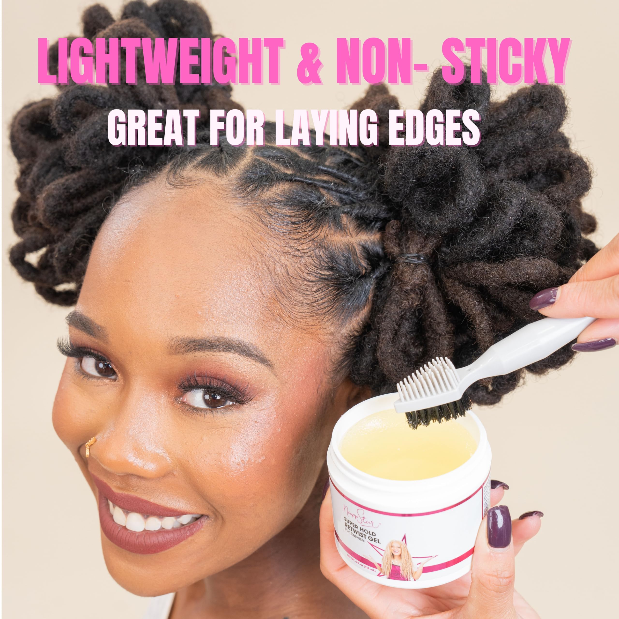 NappStar retwist gel applied to edges for a sleek, durable lay.