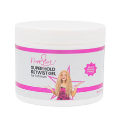 NappStar retwist gel bottle with strong hold for locs and edges that dries clear.