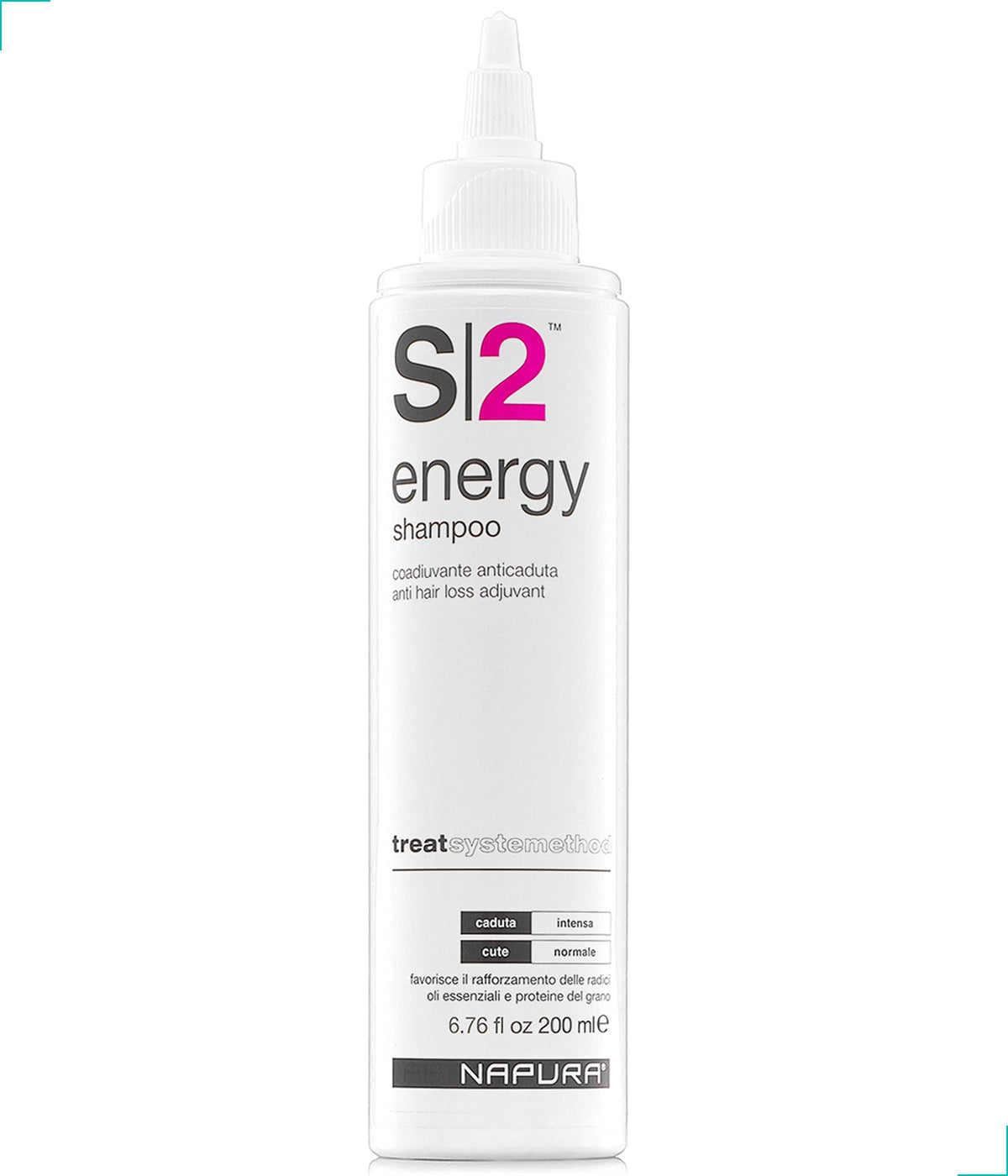 NAPURA S2 Biotin Shampoo bottle close-up shows sulfate-free formula for sensitive scalps