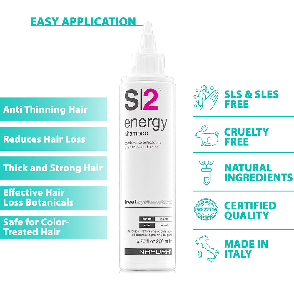 NAPURA S2 bottle highlights color-safe, gentle cleansing for color-treated hair