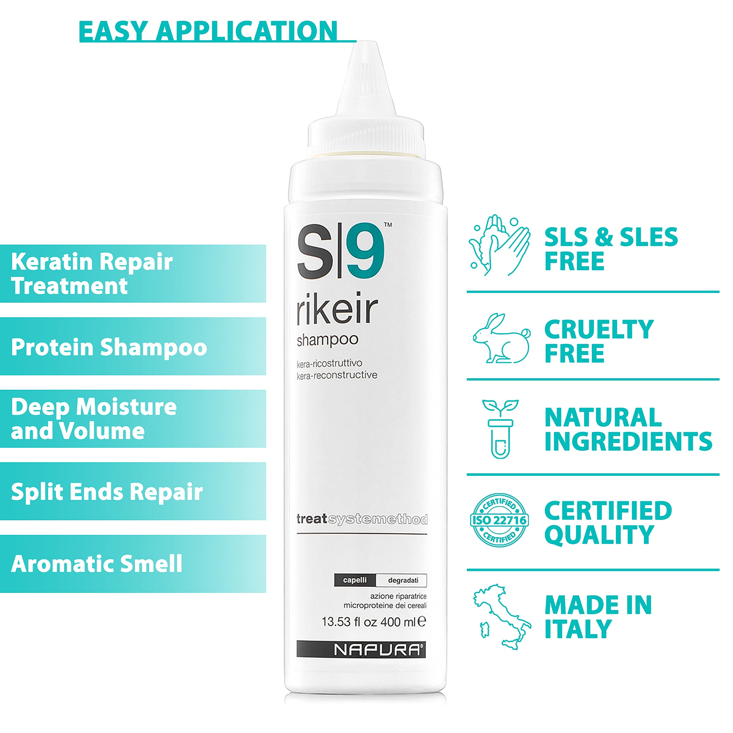 NAPURA S9 shampoo ingredients with jojoba oil for hydration.