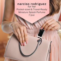 Narciso Rodriguez for Her bottle side view highlighting a sleek, refined design.