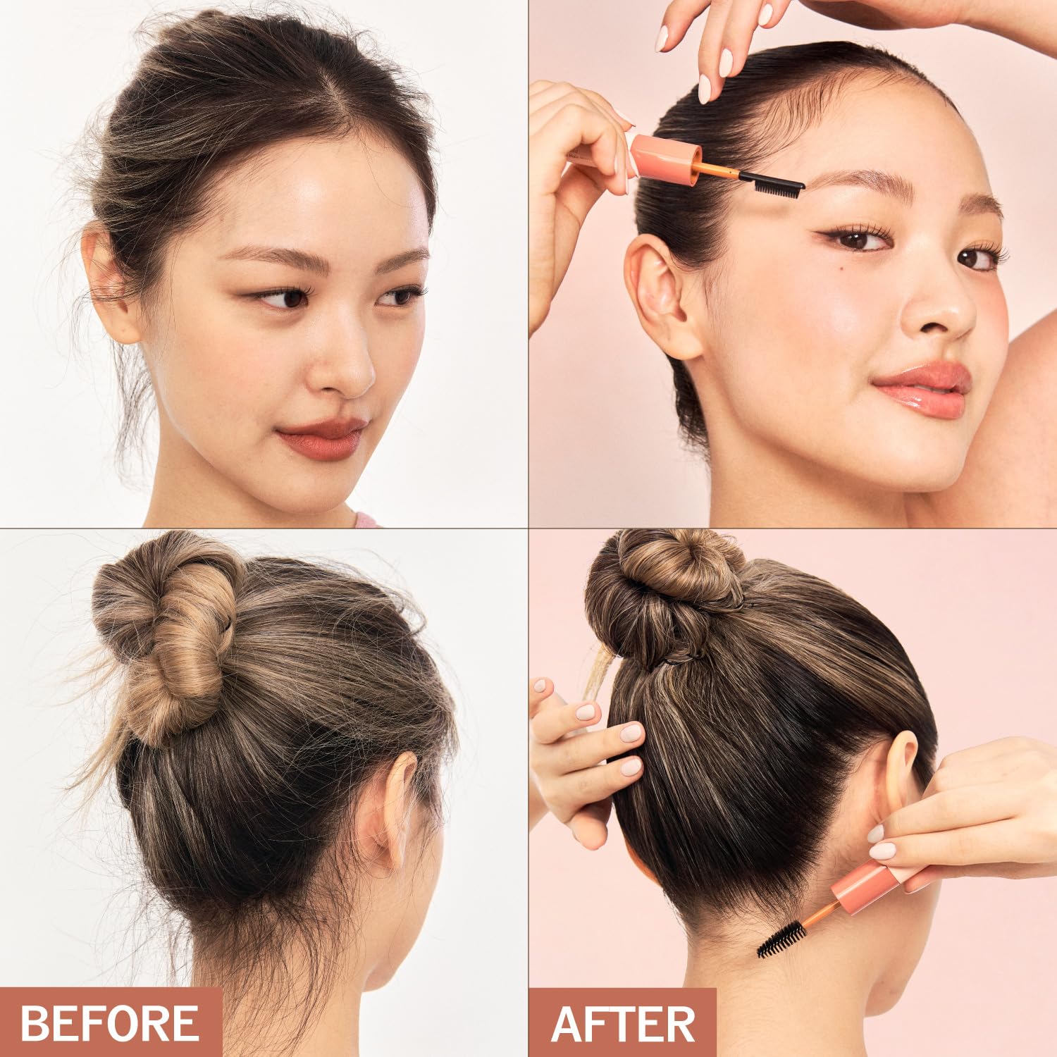 NARKA Hard Fix Hair Mascara taming wand guiding sleek-back styling.