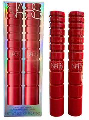 NARS Climax Mascara Duo Explicit Black packaging featuring bold red tubes for luxury.