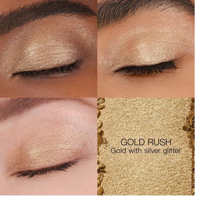 NARS Gold Rush Eyeshadow swatches highlight rich pigment and subtle glitter payoff.
