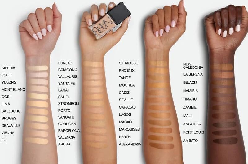 NARS Light Reflecting Foundation L3.25 Lima application close-up demonstrates seamless blend.