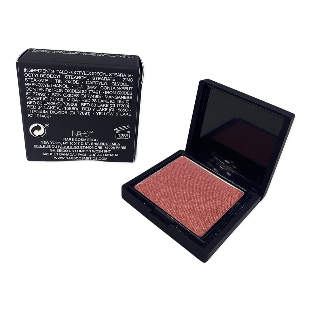 NARS Orgasm mini close-up highlights golden shimmer in natural light.