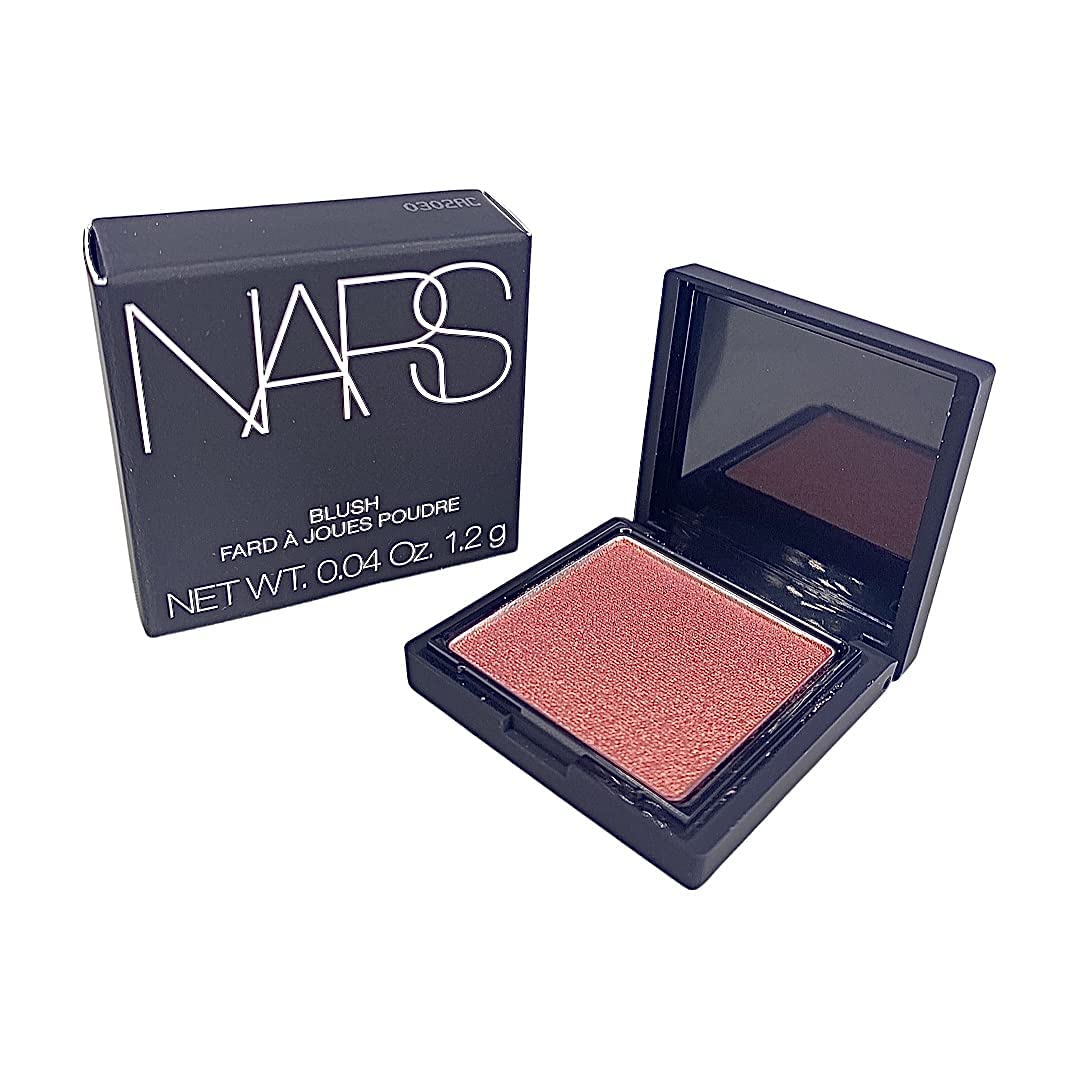 NARS Orgasm mini blush compact shows peachy pink with golden shimmer for radiant cheeks.