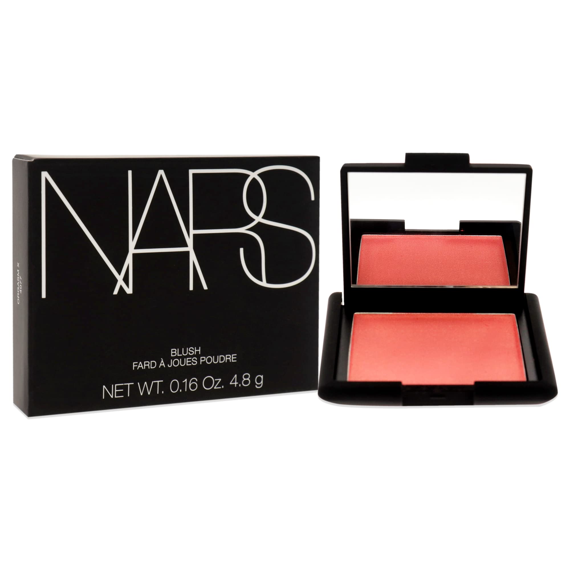 NARS Orgasm X close-up highlights subtle shimmer and warm peachy-pink tone