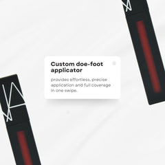 NARS pigment lipstick application closeup showing weightless feel on lips