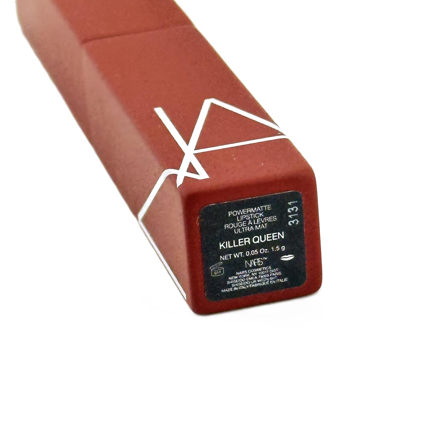 NARS Powermatte Lipstick Killer Queen close-up emphasizes rich red tone.