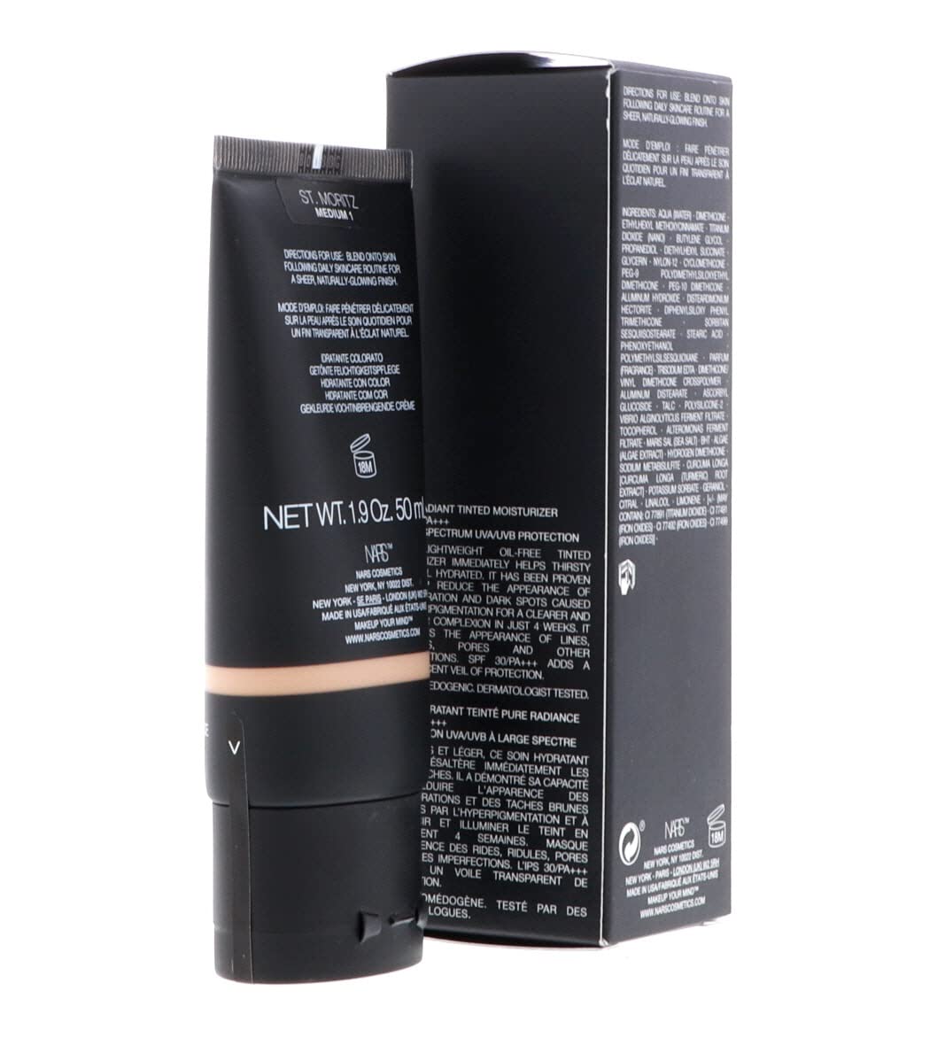 Swatch of NARS tinted moisturizer on hand for shade check