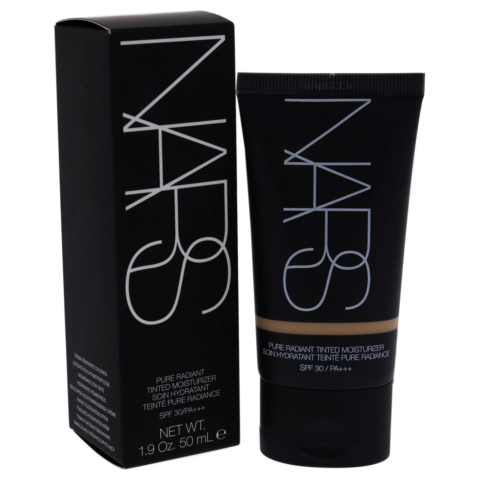 NARS Pure Radiant Tinted Moisturizer texture close-up highlights oil-free formula.