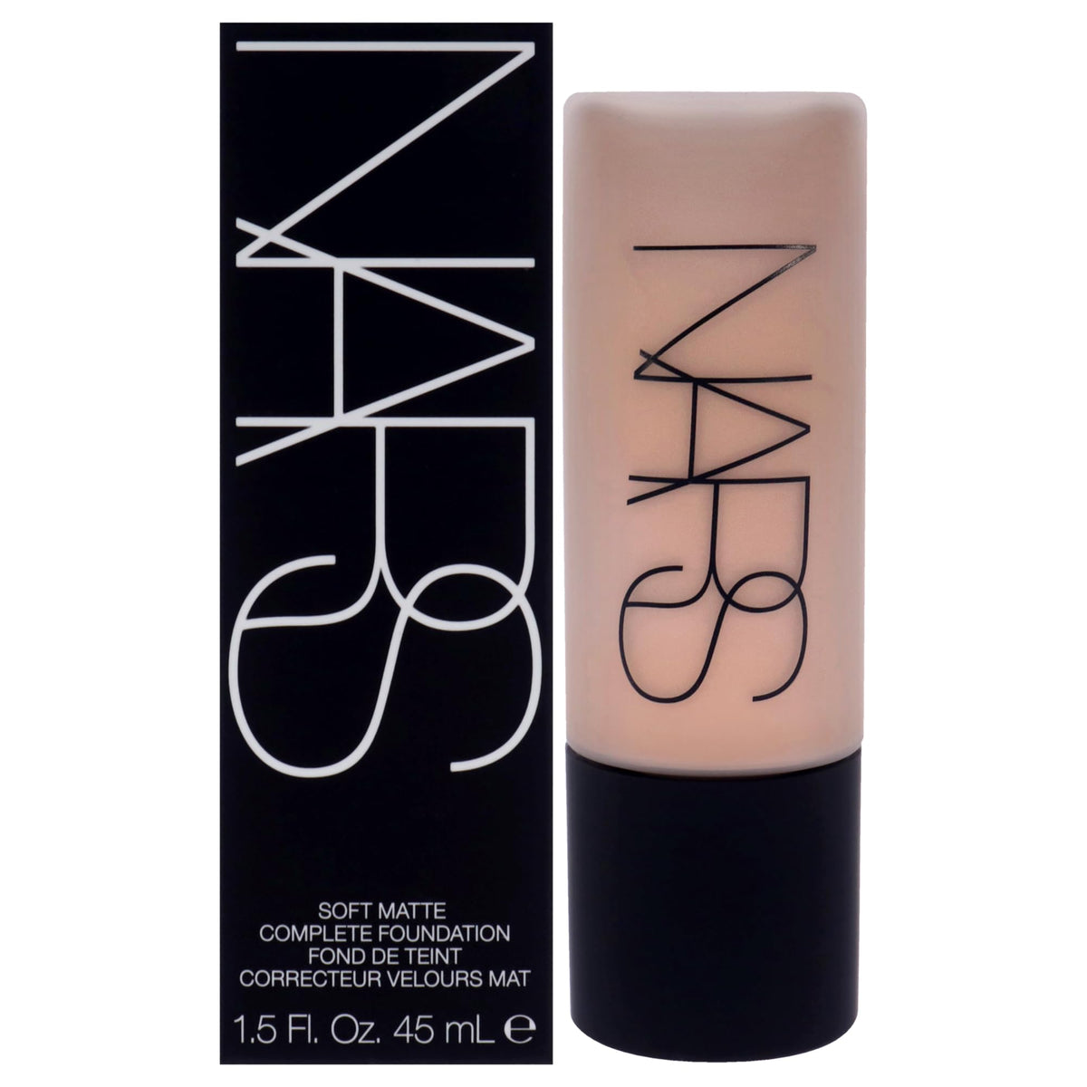 NARS Soft Matte Complete Foundation M2.5 Sahel bottle close-up showing packaging and long-wear potential.