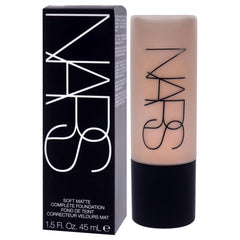 NARS Soft Matte Complete Foundation M2.5 Sahel brush blend demonstrates seamless application.