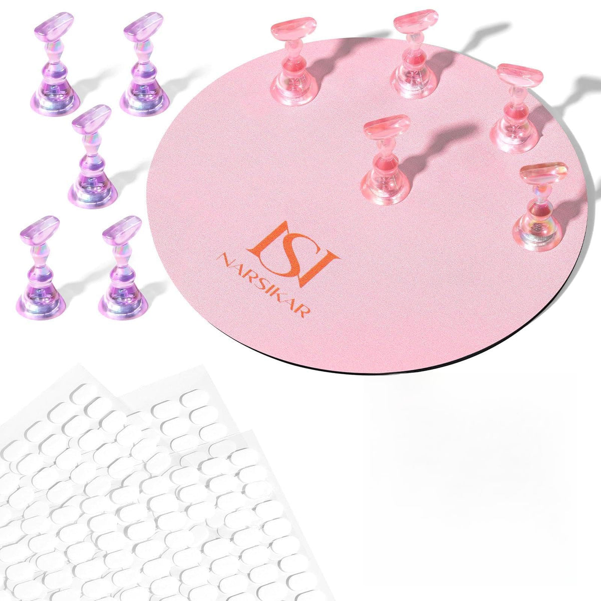Narsikar nail stand set with magnetic holders for tidy practice sessions.