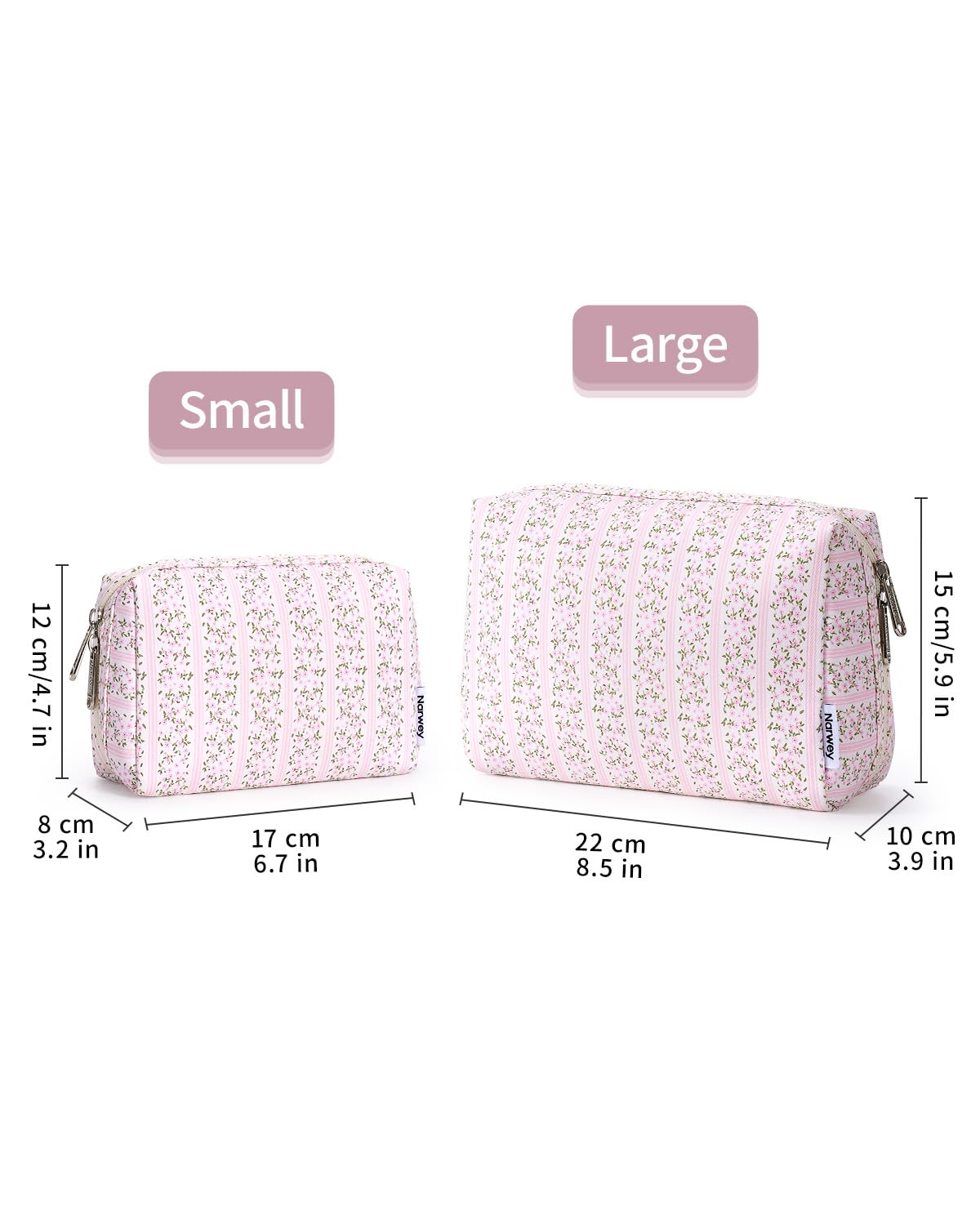 Narwey makeup bag showcasing durable zipper for everyday travel.