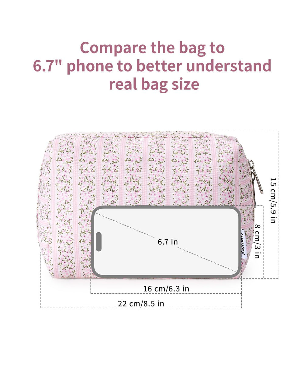 Narwey bag side view highlighting durable zipper and edge protection.