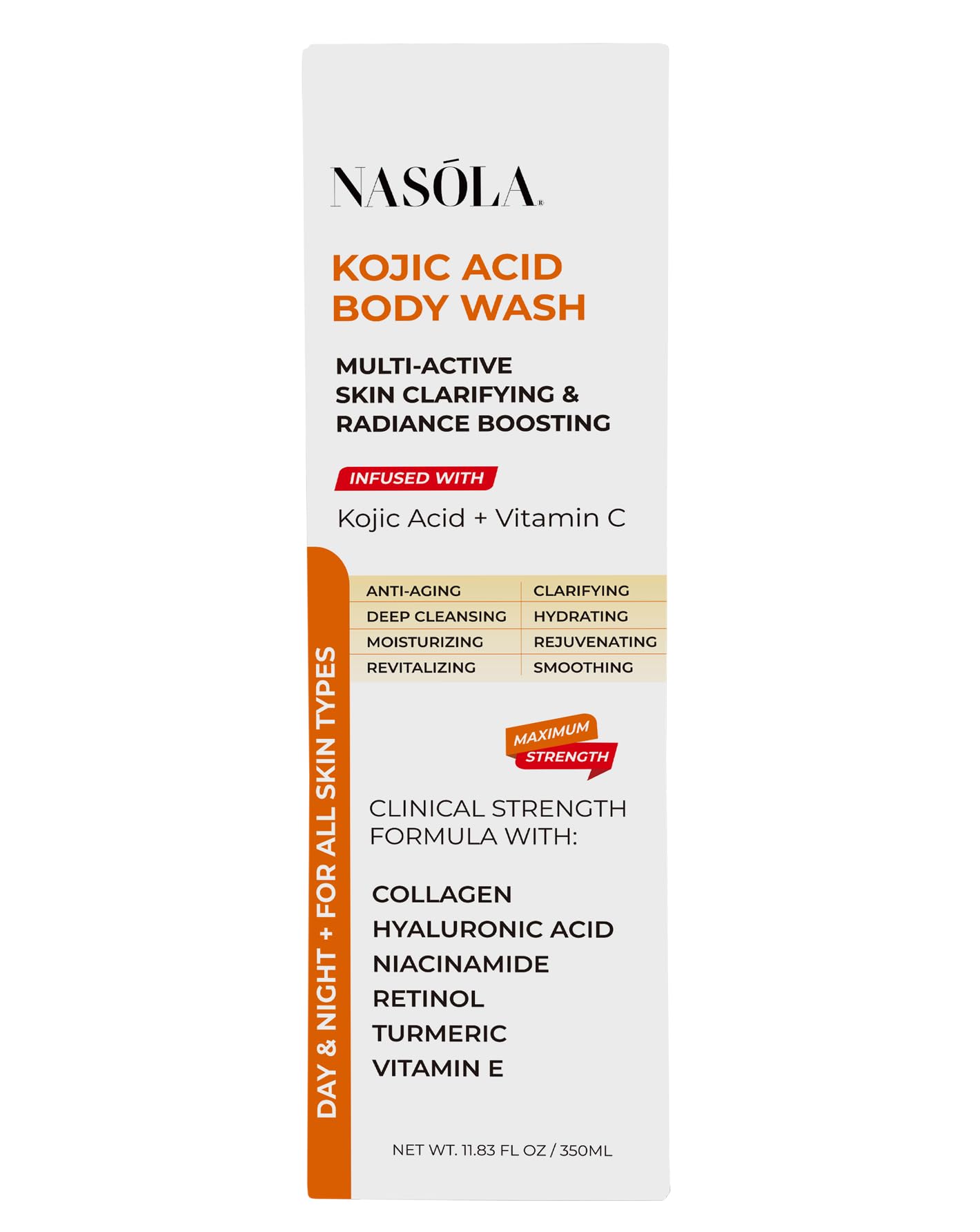 Nasola Kojic Acid Body Wash exfoliating particles gently smoothing skin