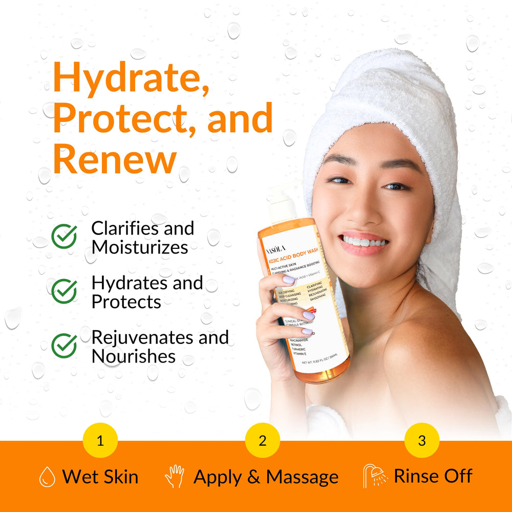 Nasola Kojic Acid Body Wash rich foam for thorough cleansing