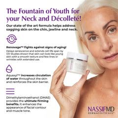 NassifMD Deco-Lift serum being applied with upward massage for neck contouring