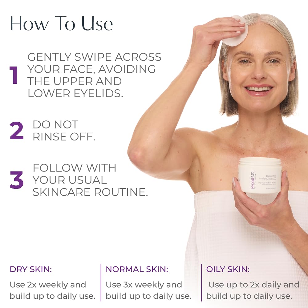 NassifMD Exfoliating Detox Pads ingredients highlighting AHA/BHA blend