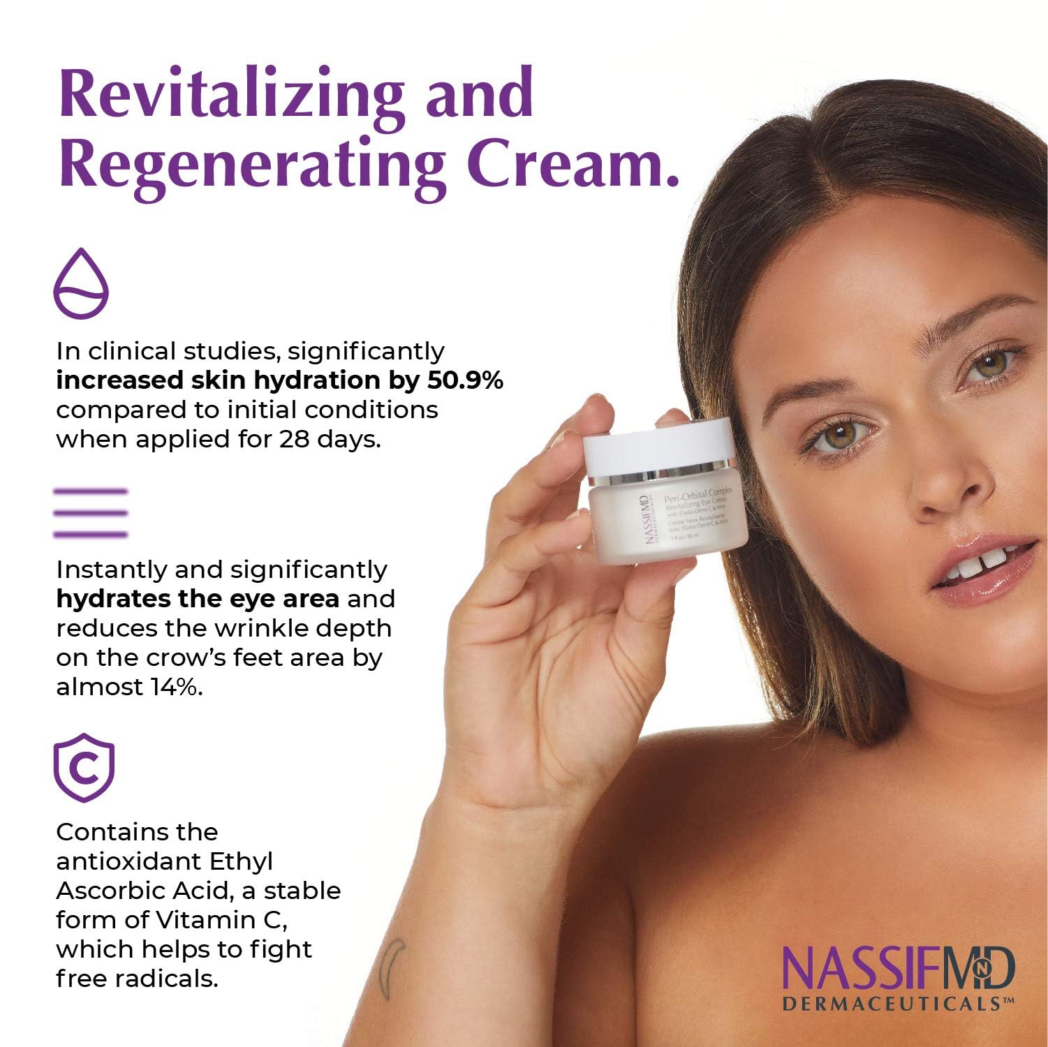 NassifMD under-eye cream puffiness gel provides a cooling, refreshing feel.