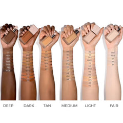 Natasha Denona HY-GLAM Foundation Y2 close-up swirls demonstrate creamy texture and smooth coverage.