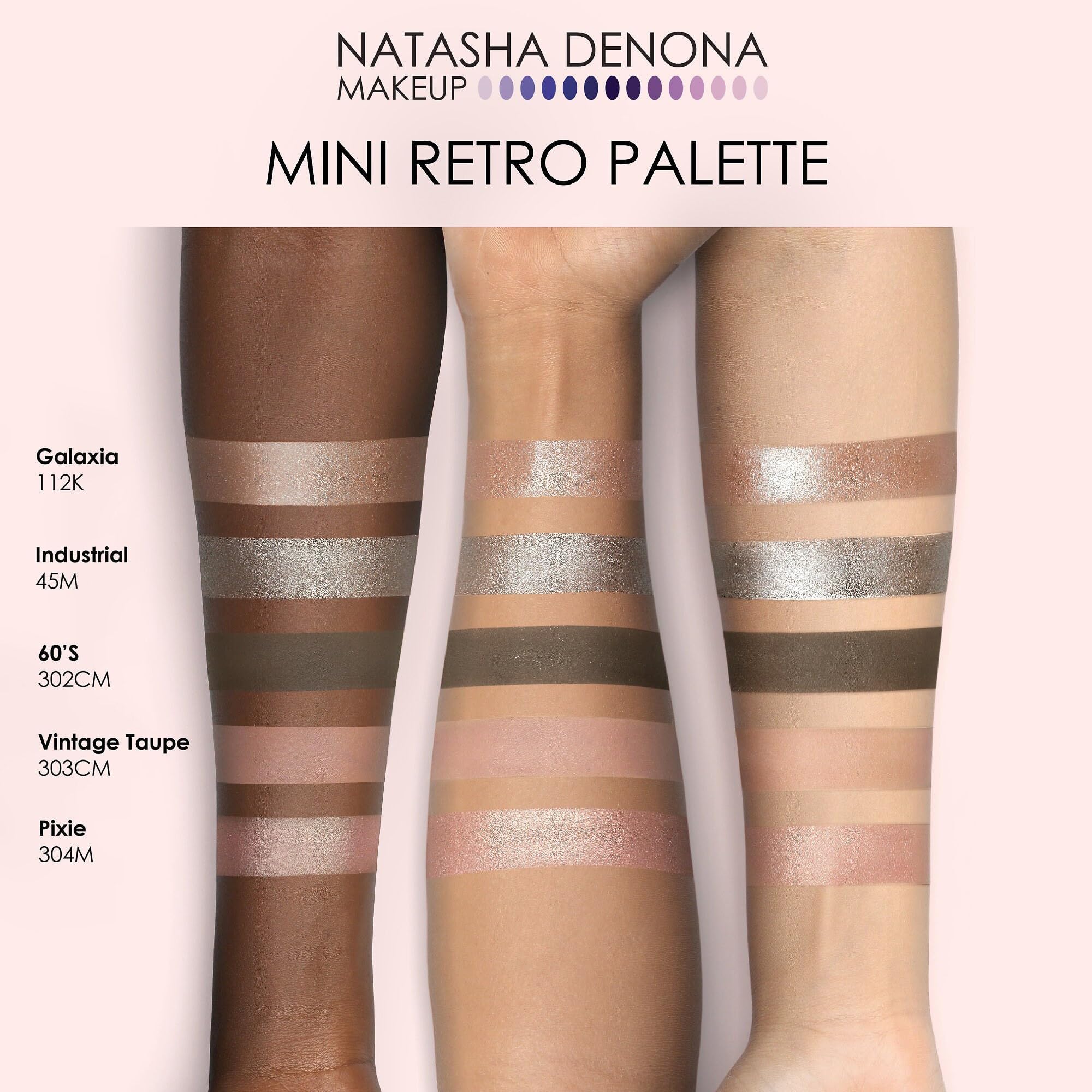 Natasha Denona Mini Retro palette highlights lilac tones for a soft, modern eye